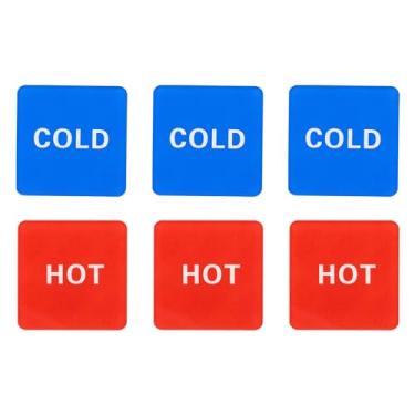 Imagem de Etiqueta autoadesiva de água quente/fria, 3 pares/pacote com 6 placas adesivas em forma quadrada de acrílico para torneiras, pias, vermelho/azul