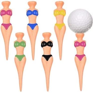 Imagem de Juroicessry 6 peças/conjunto de camisetas de golfe de plástico engraçadas, 76 mm/3 polegadas de plástico pin up camisetas de golfe para casa acessórios de treinamento de golfe camisetas de golfe