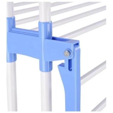 Imagem de Varal de Chão Dobrável 3 Andares com 4 Rodas e Reforço Duplo | Varal Interno Resistente para Secagem de Roupas(Azul)