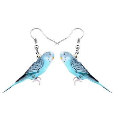 Imagem de Brincos de papagaio periquito de cauda longa em acrílico elegante azul delicado pingente de pássaro joias presentes para mulheres, Medium, Acrílico, Sem pedra preciosa