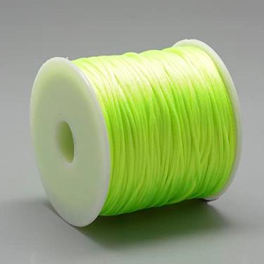 Imagem de Fio de nylon acetinado de 1 mm para fabricação de joias, cordão sedoso brilhante para artesanato para pulseiras de joias de macramê Kumihimo, verde e amarelo