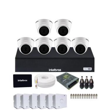 Imagem de Kit 6 Câmeras Intelbras 1120d Dvr Mhdx 1108-c  Com Ssd 512gb Intelbras Instalado