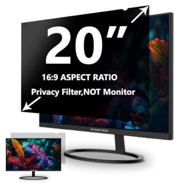 Imagem de ACONETMAX Filtro de tela de privacidade de computador de 50 cm para monitor widescreen 16:9 | Escudo de privacidade | Filtro antirreflexo e luz azul | Proteção para os olhos | Protetor antiarranhões