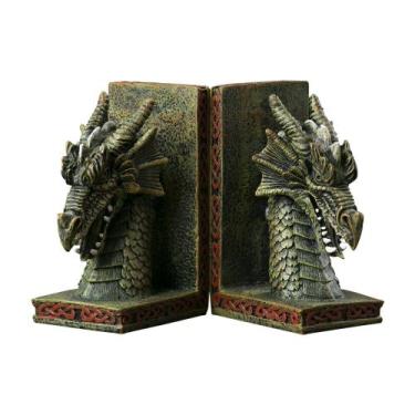 Imagem de Suporte para livros em resina, dragão, escultura, ornamentos de estátu