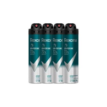 Imagem de Kit 4 Desodorante Antitranspirante Aerosol Masculino Rexona Sem Perfume 72 horas 150ml