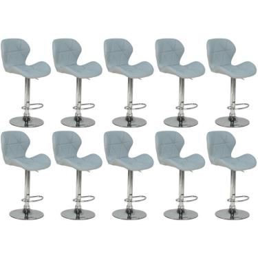 Imagem de Kit 10 Banquetas Slim Estofada Giratória Com Regulagem De Altura - Cinza