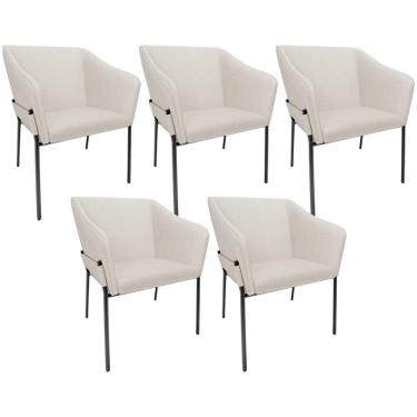Imagem de Kit 5 Cadeiras Para Sala De Jantar Estar Living Olívia L02 Linho Cru - Lyam Decor