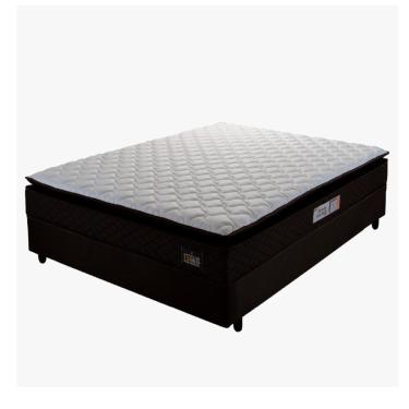 Imagem de Cama Box Casal Colchão Espuma D45 Pillow Top Strong 138X188X62Cm Marrom/Branco