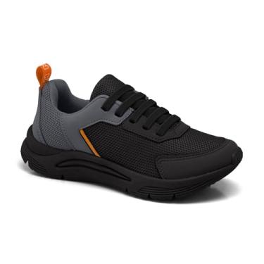 Imagem de Tênis Klin Infantil New Sport Kids, Casual, Preto/Grafite/Laranja, Tamanho 31, Respirável, Anatômico