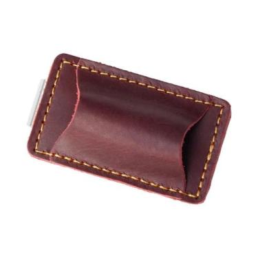 Imagem de Suporte Para Caneta Em Couro Crazy Horse Vintage Com Clipe De Aço Inox