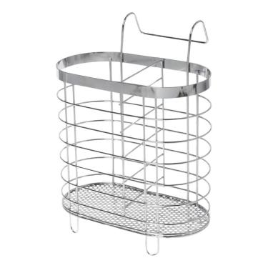 Imagem de 2X Porta Talher Escorredor Aramado Metal Cromado 2 Divisória