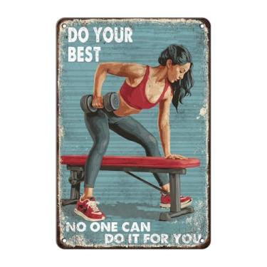 Imagem de Home Iron Gym Metal Tin Sign Do Your Best No One Can Do It For You Arte de Parede Garagem Peso Sala Decoração Pessoal Power Cave Vintage Placa de Lata 30 x 20 cm