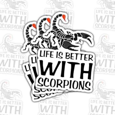 Imagem de Adesivos de vinil Life is Better with Scorpions, citações engraçadas de animais perigosos para laptop, caderno, diário, garrafa de água, para-choque de carro, presente para adolescentes, estudantes de