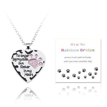 Imagem de YangQian Presente de simpatia para dono de animal de estimação, presente de memória para cães, gatos, luto, colar com estampa de pata, presente de perda de cachorro e gato, Zinco, Sem Pedra Preciosa