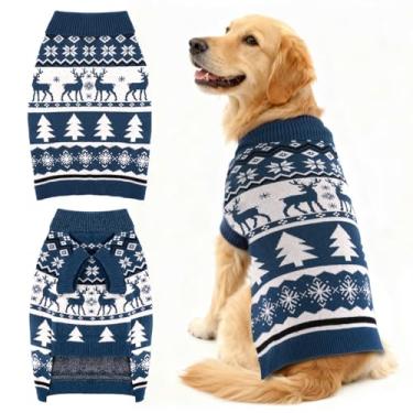 Imagem de BAOBICUTE Suéteres de Natal para cães pequenos, médios, grandes, meninas, meninos, malha de gola rolê, suéter duplo para cães, roupas de inverno, grosso, quente, para animais de estimação, estampa de