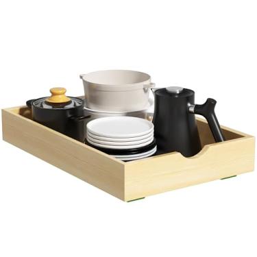 Imagem de Orapoke Organizador de armário de 35,5 cm L x 53,3 cm P, gavetas de madeira para armários com escorregadores resistentes, gavetas deslizantes macias para armários de cozinha, despensa, banheiro