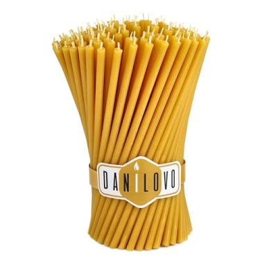 Imagem de Danilovo Velas finas de cera de abelha – sem gotejamento, sem fumaça, altas, decorativas, velas perfumadas de mel, ideais para oração da igreja, rituais, decoração ou aniversário – 18,5 x 0,6 cm