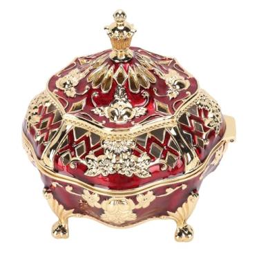 Imagem de Atyhao Suporte para Queima de Incenso Estilo Europeu Vintage, Suporte para Incenso Em Cone de Liga de Zinco Com Tampa, Ornamentos Florais Esculpidos para Decoração de Interiores, Presente (ouro