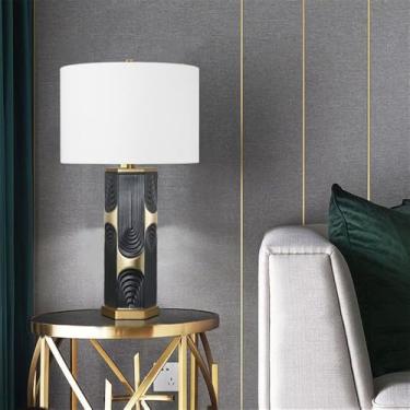 Imagem de Luminária de mesa contemporânea de cerâmica, estilo americano, luxuosa, com LED, para sala de estar, quarto, escritório, casa de campo, hotel ou mesa de cabeceira (Estilo 161B)