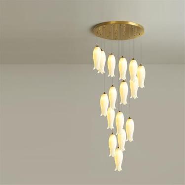 Imagem de Luminária pendente LED contemporânea para duplex, ideal para sala de estar, restaurante, quarto, villa, hotel, com design giratório e design criativo (DB 16 lâmpadas).