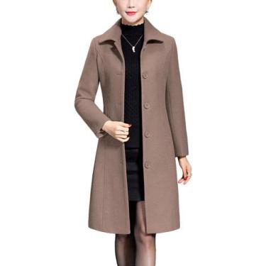 Imagem de Casaco Jenkoon feminino Wool Trench Winter Coat Camel