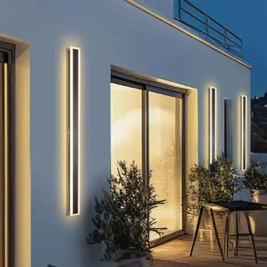 Imagem de SMINGYINGZ Pacote Com 2 Luzes De Parede Externas De 47,2 Polegadas, Arandelas Externas De Led, Iluminação De Parede Regulável, Luz De Parede Externa Moderna, Luz Acrílica À Prova D'Água Ip65 Para Ga