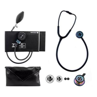 Imagem de Kit Esfigmomanometro Bic + Estetoscopio Profissional Bic, Black Raimbo