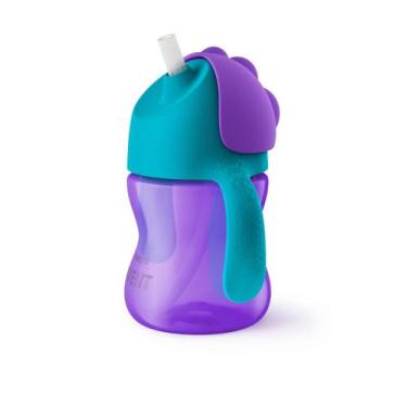 Imagem de Copo com canudo curvado 200ml azul e roxo - Philips Avent