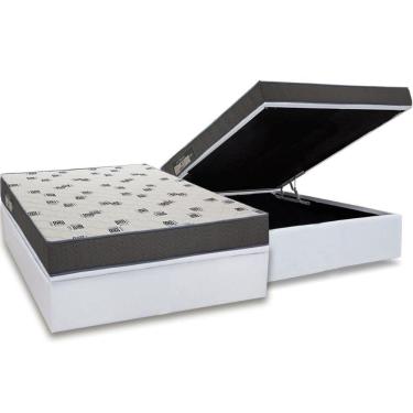 Imagem de Conjunto Box Baú Casal Colchão Espuma Ortobom D33 Light Saúde + Base Crc Courano White 138x188