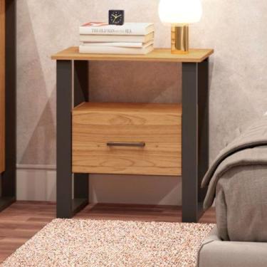Imagem de Mesa de Cabeceira 1 Gaveta 100% Mdf Freijo/Preto Fosco F37 - Dalla Cos
