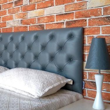 Imagem de Cabeceira Casal Capitone  Cinza 140X120 - Pro Quarto, MDF/Pinus Tratad
