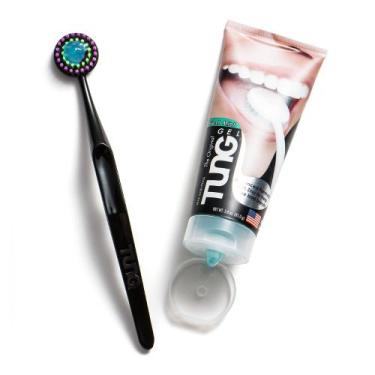 Imagem de KIT TUNG  Limpeza de Língua  1 Escova + Gel 85g - Curaprox, Azul