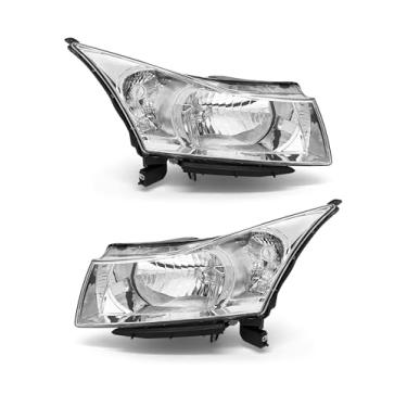 Imagem de Conjunto de farol para Chevrolet Cruze LS/LT/LTZ 2011 2012 2013 2014 2015 Chevrolet Cruze 2016 com par de substituição de farol refletor transparente (lâmpadas não incluídas)