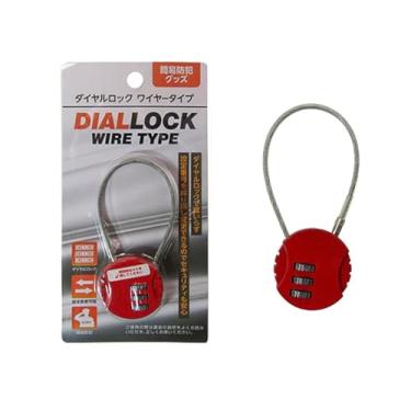 Imagem de Cadeado de cabo de fio combinado vermelho – Cadeado com mostrador de 3 dígitos para armário de academia, mala, mochila, segurança antifurto – Trava de viagem de aço flexível