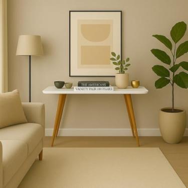 Imagem de Aparador Buffet Sala de Estar Pés em Madeira Maciça (Branco)