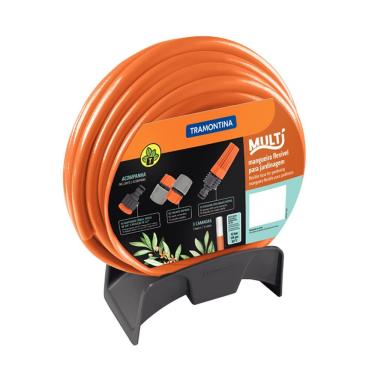 Imagem de Mangueira Tramontina Multi 1-2 Com Suporte E Acessórios Laranja 25 Metros