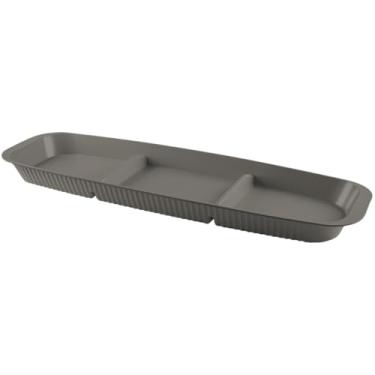 Imagem de Petisqueira Retangular de Plastico com 3 Divisórias Servir Petiscos Aperitivos (Cinza Escuro, Grande)