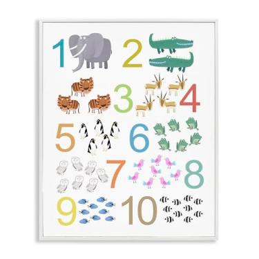 Imagem de Stupell Industries Kid's Counting Animals White Framed Giclee Art, design por Carla Daly, 76 x 61 cm
