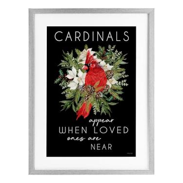 Imagem de Stupell Industries Cardinals Appear Seasonal Sentiment Impressão emoldurada branca sob vidro, design de Cindy Jacobs, 20 x 14