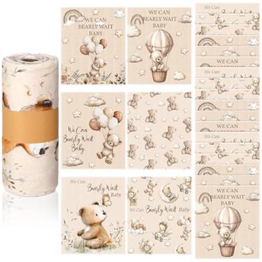 Imagem de Mindsoft 36 peças de toalhas de papel reutilizáveis para chá de bebê, rolos laváveis a granel, podemos esperar ursinho de pelúcia, toalhas de cozinha, sem papel, reutilizáveis, pano, guardanapos de