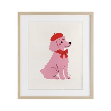 Imagem de Stupell Industries Poodle francês em boina impressão emoldurada sob vidro, design de Jessica Beck, 40 x 33