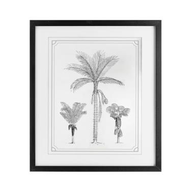 Imagem de Stupell Industries Impressão emoldurada preta de esboços de trio de palmeiras sob vidro, design por letras e forrado, 40,6 x 33,5 cm