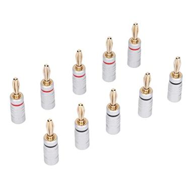 Imagem de 24k Ouro Duplo Parafuso Bloqueio Alto-falante Conector Banana Plug 10pcs Fios de Alto-falante Home Theater