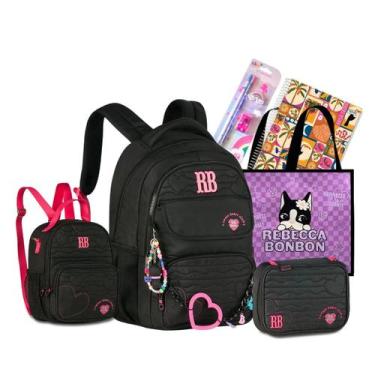Imagem de Kit Mochila Costas Juvenil Rebecca Bonbon Original 2026 - CLIO, Preto