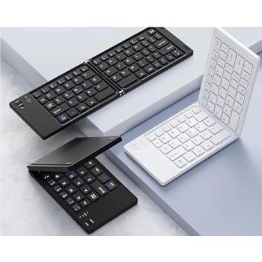Imagem de Teclado Sem Fio Bluetooth Dobrável Ultrafino Portátil – Recarregável USB-C, Compatível com iOS/Android/Windows, Teclas Silenciosas Estilo Notebook