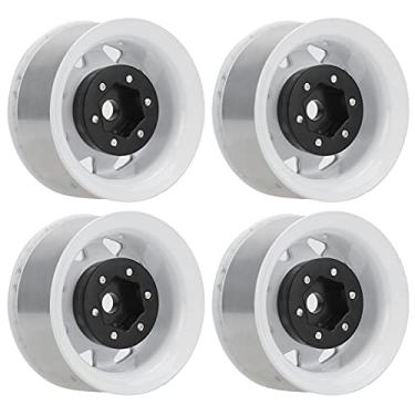 Imagem de RC Beadlock Hub para Tamiya Tf2 Cc01 Lc70 D90 Mst Jimny Axial Ax90069, Feito de Material de Liga de Zinco, Alta Simulação de 5 Orifícios de Prata de Prata Rodas (Branco)