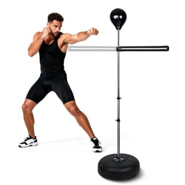 Imagem de INNOLIFE Bolsa de boxe independente ajustável para adultos, bolsa de treino de cobra com suporte de bolsa de velocidade, equipamento de boxe para treinamento de academia em casa, preto