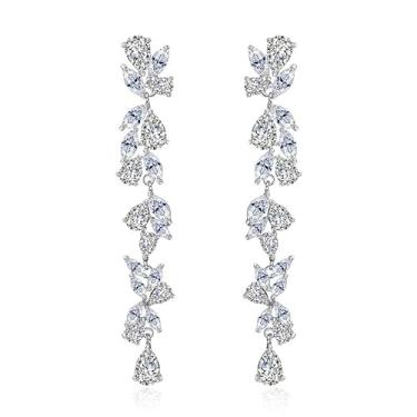 Imagem de Fukinxus Brincos femininos pendentes de zircônia cúbica para noiva, dama de honra, brincos de cristal para festa de formatura