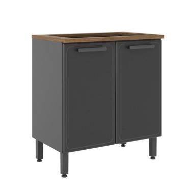 Imagem de Balcão De Aço Para Cooktop 2 Portas Grafite Estilo Bertolini Grafite