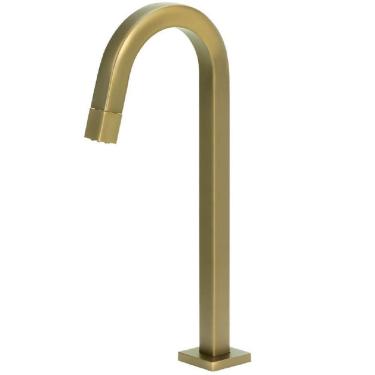 Imagem de Torneira De Mesa Alta Quadrada Golden 22mm 1-4 De Volta Para Lavatório 1258 - 773139 - Stoc